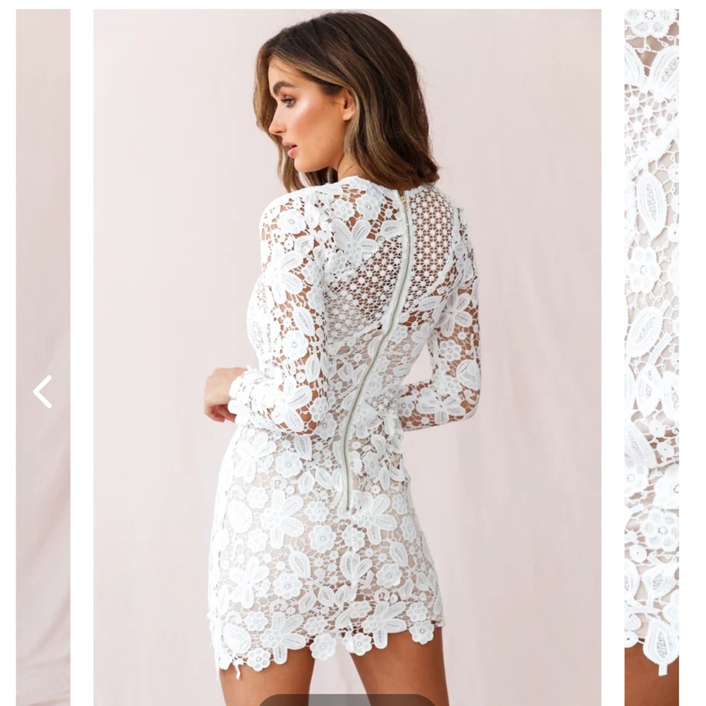 Selfie Leslie Reinhart Floral Asymmetrical Mesh Dress - White